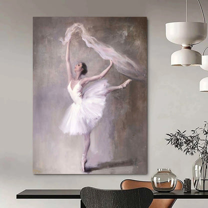 “Graceful Ballerina with Veil” – Realistic Oil Painting On Canvas CT2181
