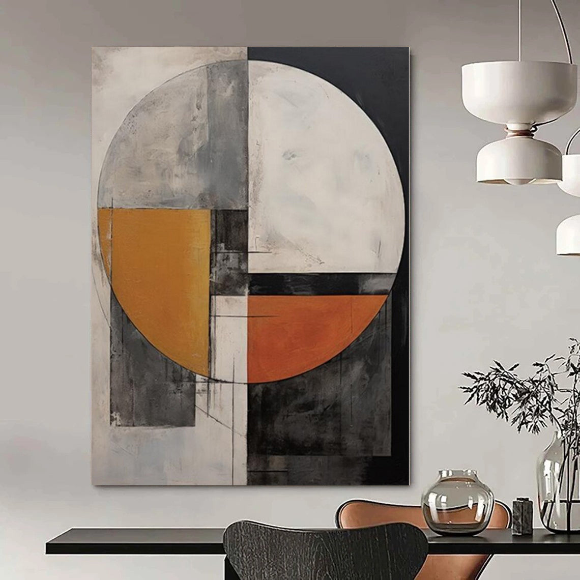 Half - Circle Color Blocks - Abstract Geometric Art CT1208