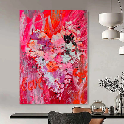 “Pink Floral with ‘Love’” – Romantic Flower Painting CT1197