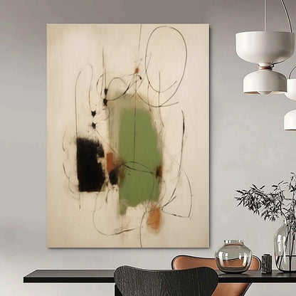 Minimalist Line & Color - Abstract Expressionist Ink & Acrylic CT1283