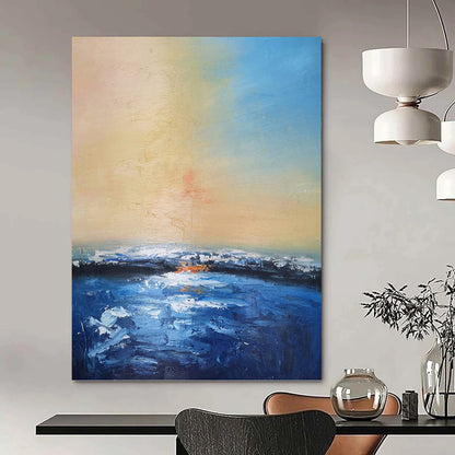 Soft Sunset Hues Over Water Abstract - Abstract Landscape Painting On Canvas DKH1324