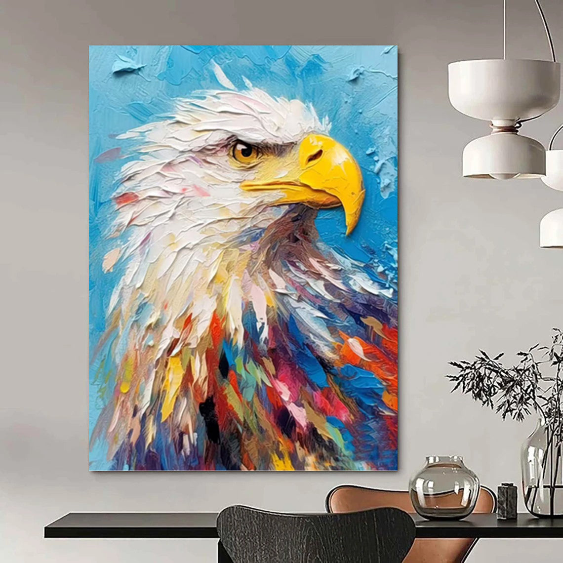“Colorful Eagle Portrait” - Expressive Animal Painting On Canvas DKH1060