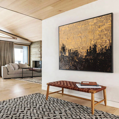 “Textured Gold and Black - Abstract Landscape” Painting On Canvas DKH020