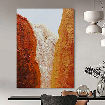 “Textured Canyon Colors” - Red, White & Orange Textured Abstract Landscape Painting On Canvas DKH1210