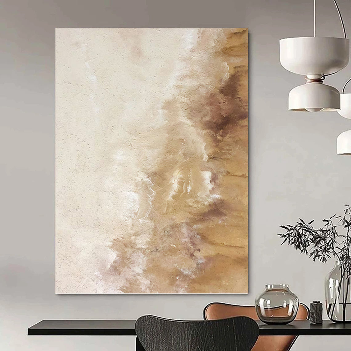 “Beige - Brown Subtle Abstract” Painting On Canvas DKH1230