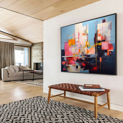 “Colorful, Geometric ‘Urban Energy’” - Abstract Cityscape Painting On Canvas DLZ020