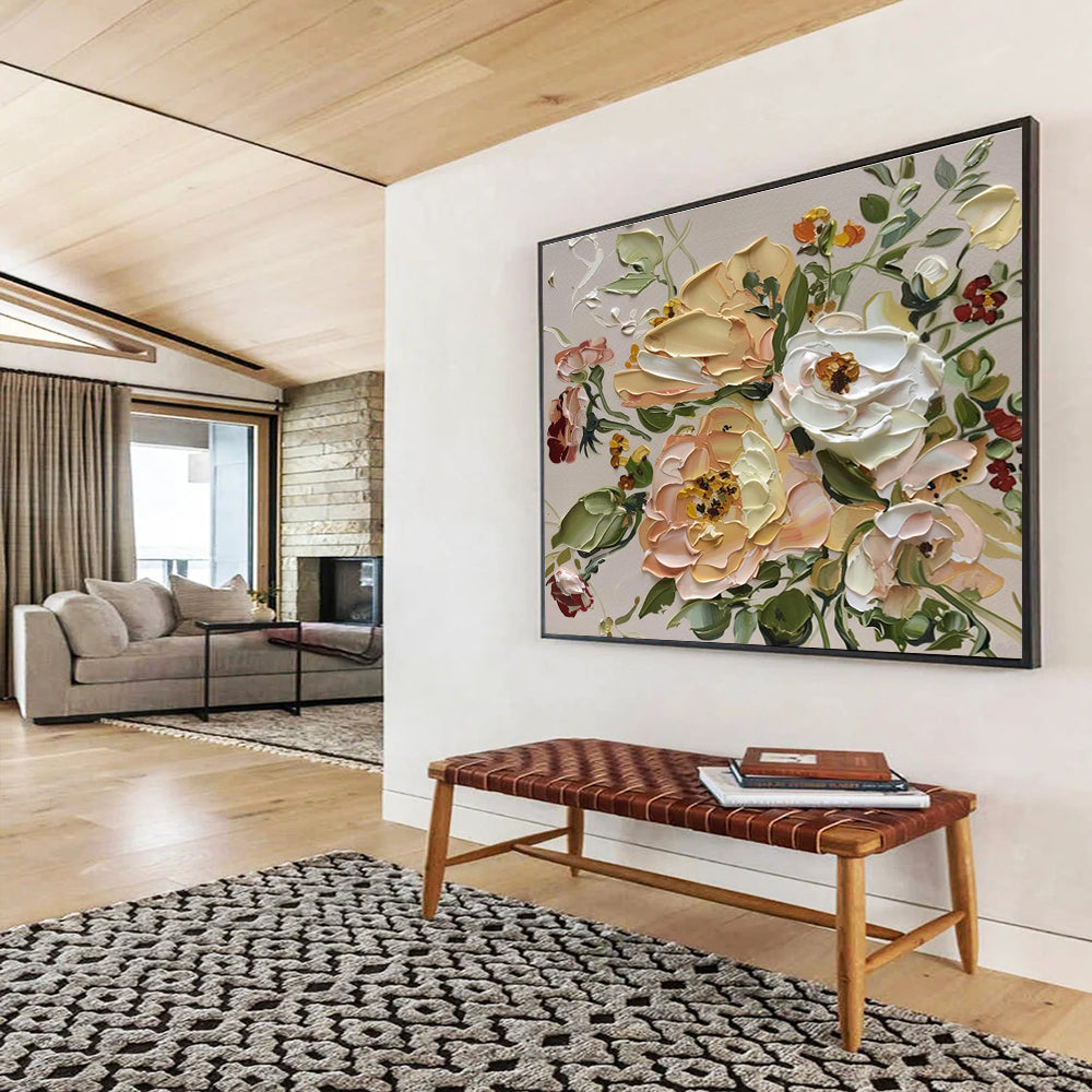 “Impasto Floral Bouquet” - Lively Botanical Painting On Canvas DKH824