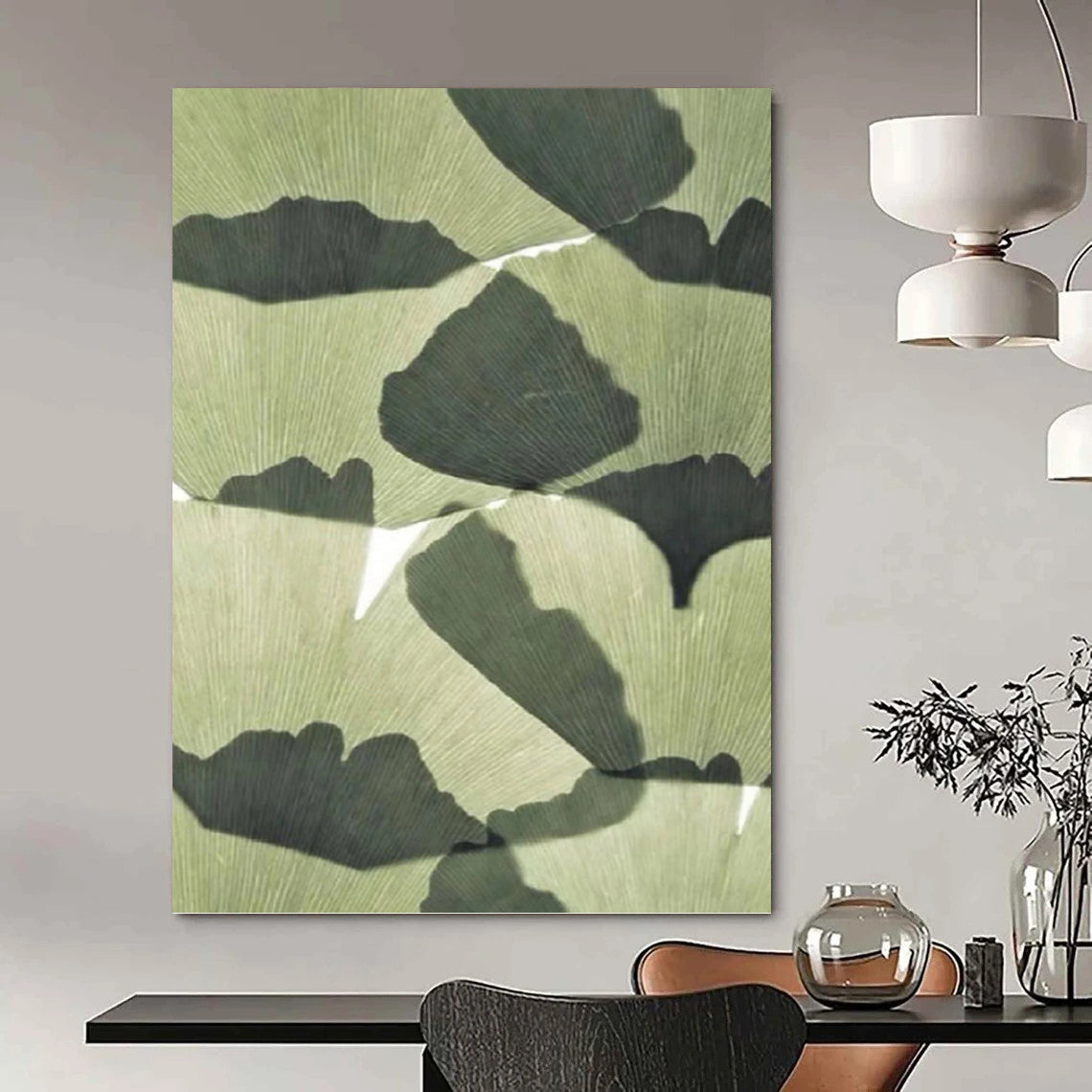 “Ginkgo Leaf Shadows” - Nature - Inspired Abstract Painting On Canvas DKH1070