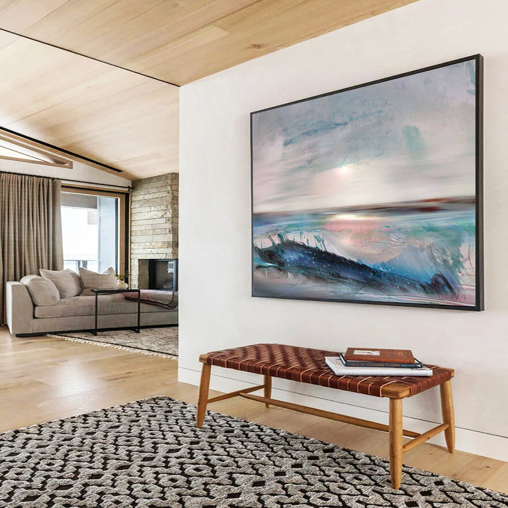 “Soft Sea Sunset Abstract” Seaside Abstract Painting On Canvas DLZ148