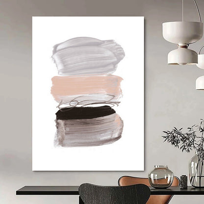 “Soft Gray - Pink Paint Strokes Stack” - Minimalist Color Field Painting On Canvas DTP184