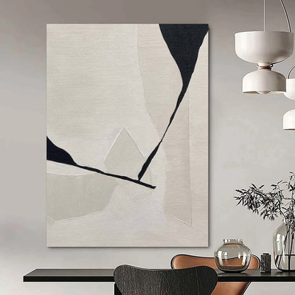 “Black & White Geometry 2” - Minimalist Abstract Painting On Canvas CT2249