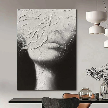 “Textured Veil” - Abstract Monochrome Plaster - Effect Art on Canvas CT1871