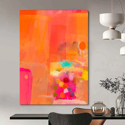 “Orange and Pink Abstract Collage” - Modern Abstract Painting CT2002