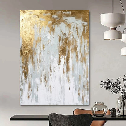 “Gold - Gray Dripping Elegance” – Textured Abstract Art CT1037