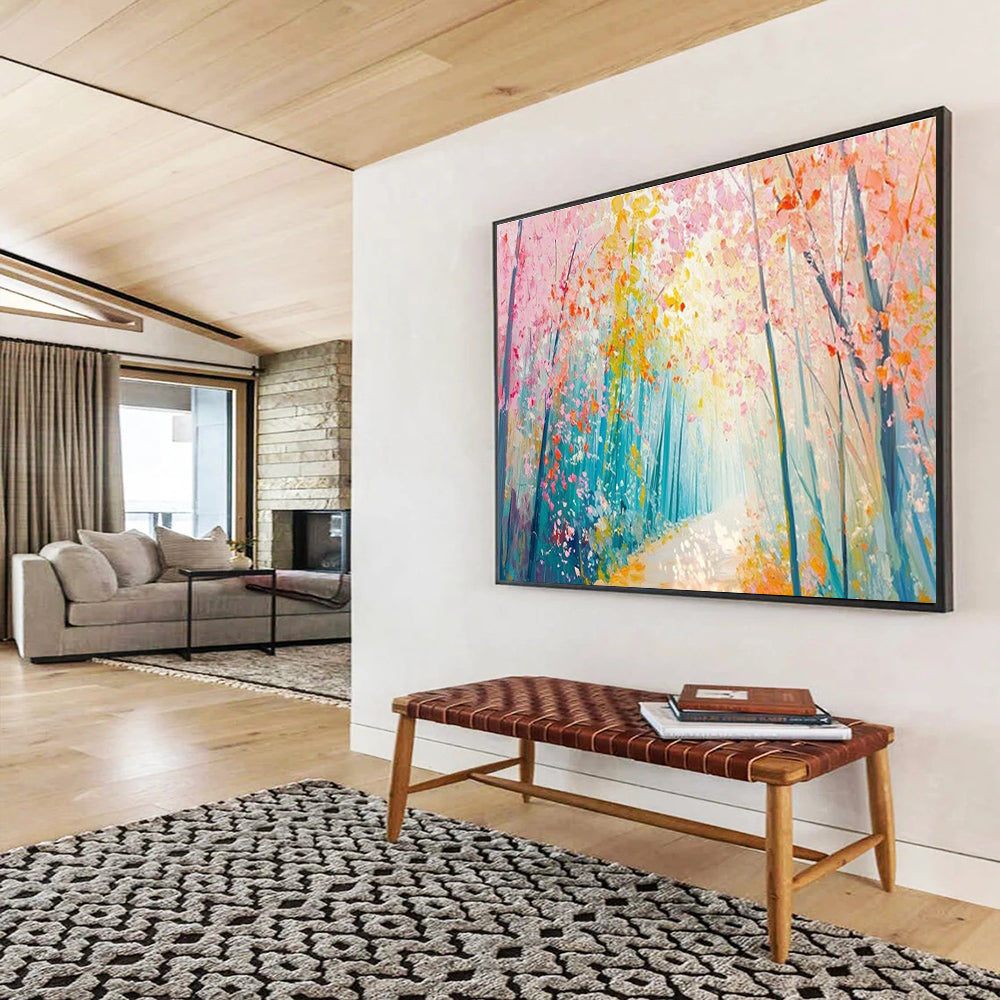 “Pastel Forest Path” - Dreamy Landscape Painting On Canvas DKH814