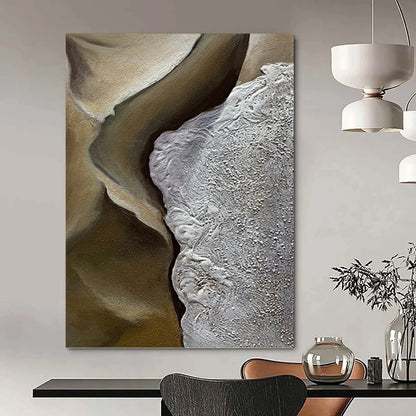 “Brown & Gray Textured Abstract Form” Painting On Canvas DKH0987