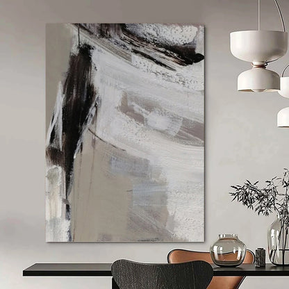 Gray - White Textured Abstraction - Abstract Impasto Painting On Canvas DKH1304