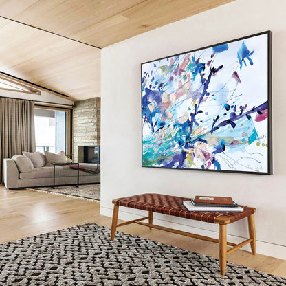“Colorful Floral Splash” Watercolor - style Abstract Painting On Canvas DLZ147