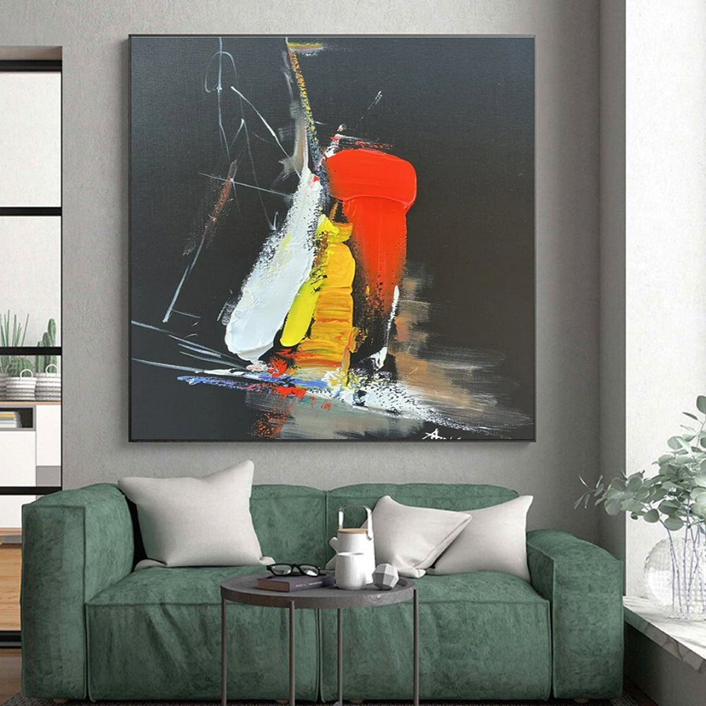 “Black - Red - Yellow - White Bold Strokes” ，Abstract Acrylic Painting CT0812