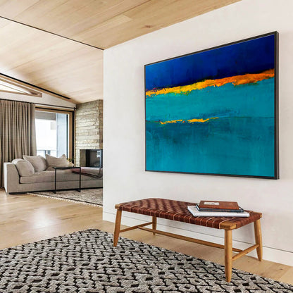 “Blue & Orange Bands” Abstract Color - Field Painting On Canvas DKH383