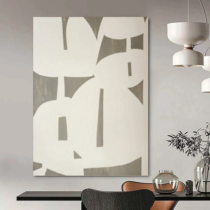 “Gray and White Geometric Abstraction” - Minimalist Abstract Painting On Canvas DKH1075
