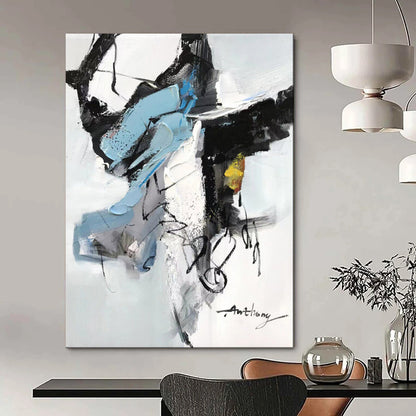 “Blue and Black Abstract Intrigue” – Dynamic Abstract Acrylic CT2086