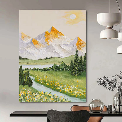 “Sunlit Mountain Landscape” - Colorful Impressionistic Landscape Painting DKH1037