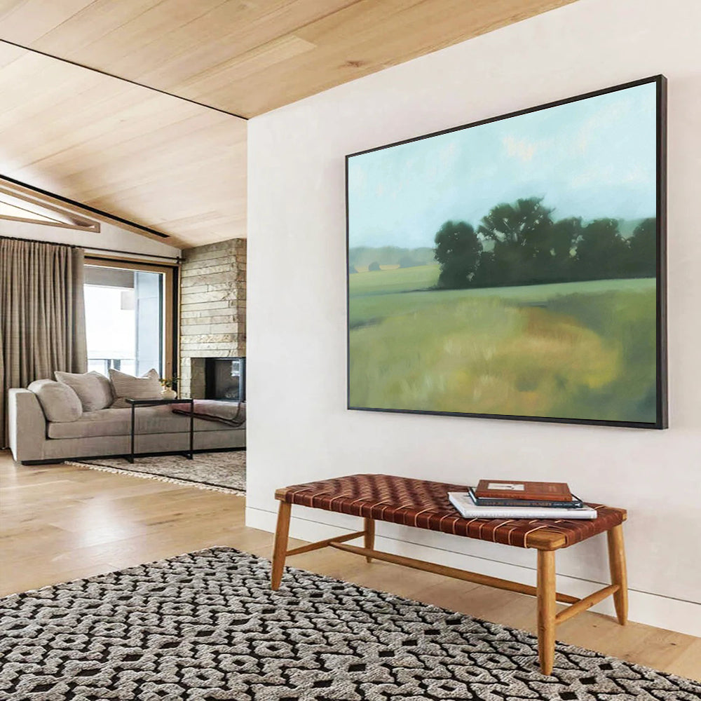 “Muted Field Landscape” Abstract Impressionist Painting On Canvas DKH426