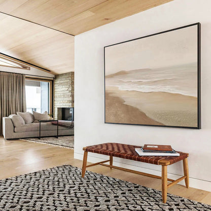 “Beige Seaside Serenity” Impressionist - Style Landscape Painting On Canvas DKH526