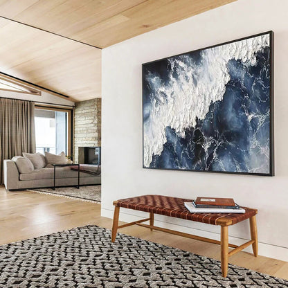 Textured Blue and White Waves - Impasto Seascape Painting On Canvas DLZ250