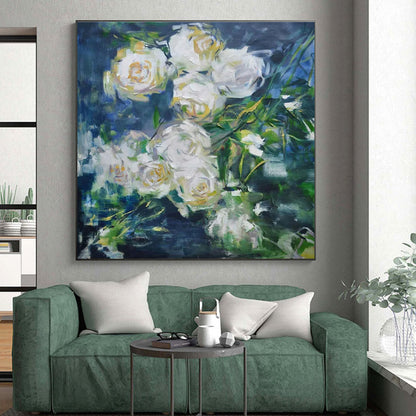 “White Rose Impasto” ，Impasto Floral Painting CT0892