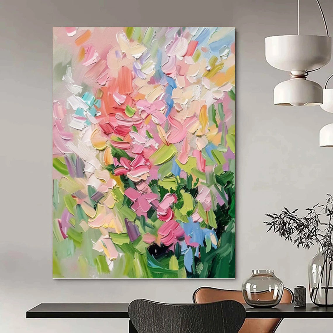Vibrant Floral Palette - Impasto Flower Painting On Canvas DKH1403