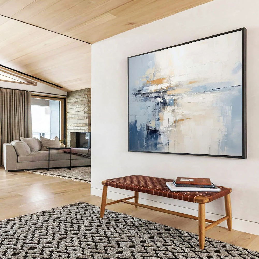 “Muted Tones Abstract Horizon” Minimalist Seascape Painting On Canvas DLZ090