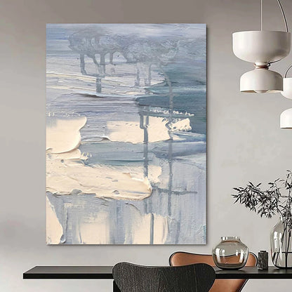 Soft Gray and Beige Impasto Layers - Abstract Impasto Painting On Canvas DKH1292