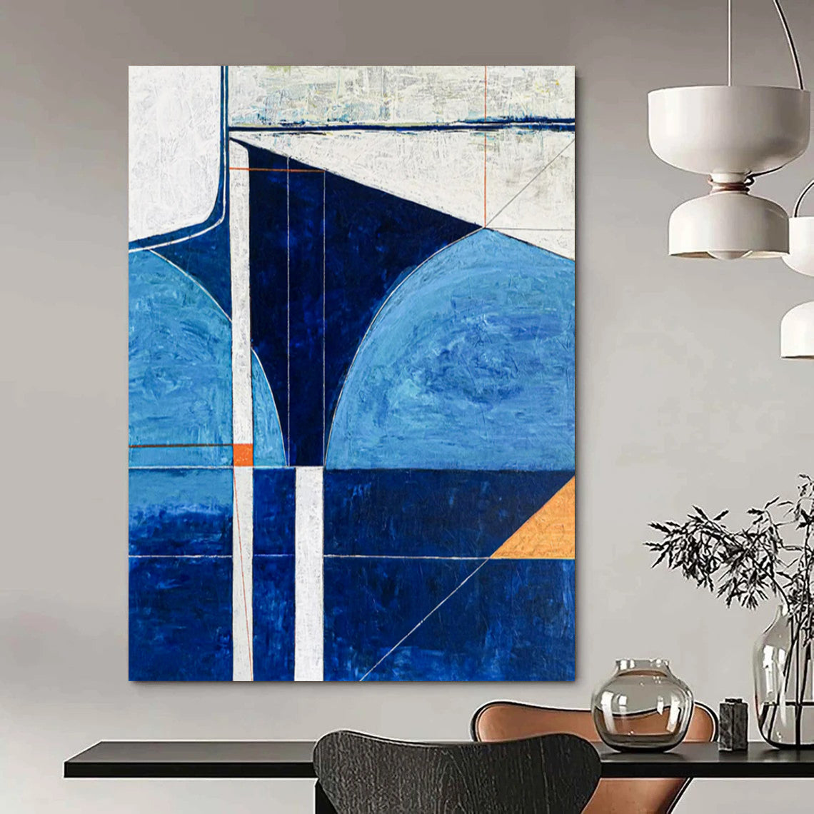 “Blue Geometric Abstract” - Abstract Painting CT2372