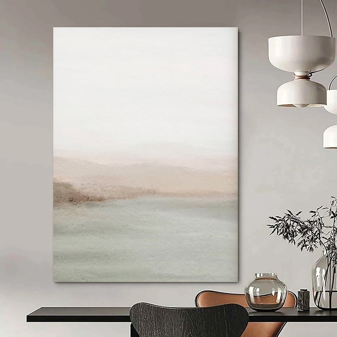“Blush and Sage Coastal Haze” – Abstract Watercolor Landscape CT2063