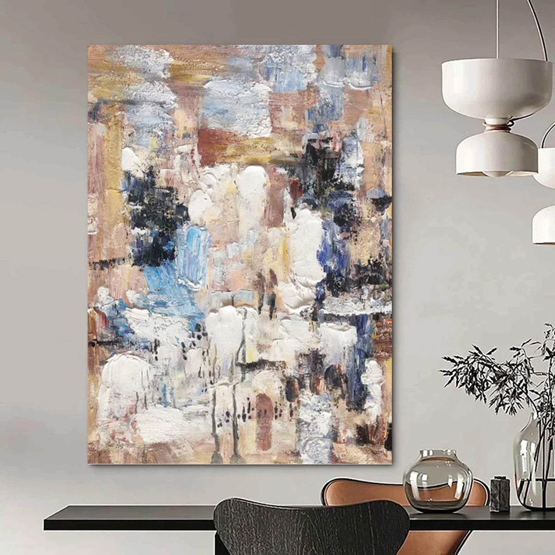 Muted Abstract Layers - Abstract Impasto Painting On Canvas DKH1303