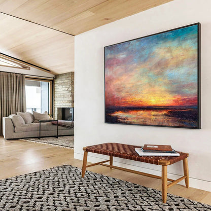 “Vibrant Colorful Sunset Sky” - Expressive Landscape Painting On Canvas DKH776