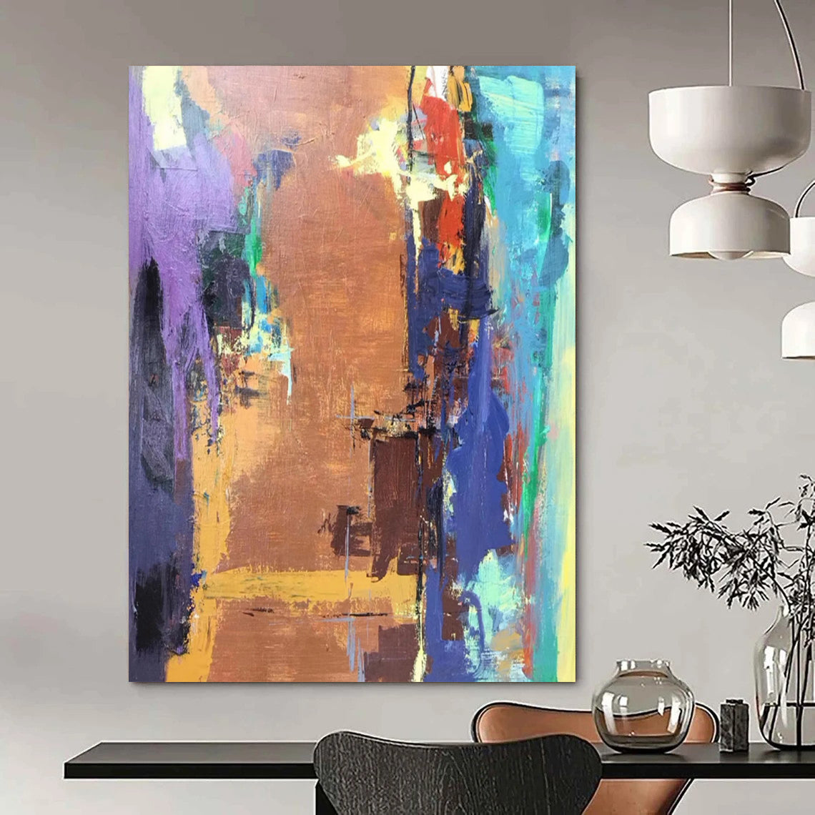 “Vibrant Abstract Cityscape” - Expressionist Urban Painting On Canvas DTP036