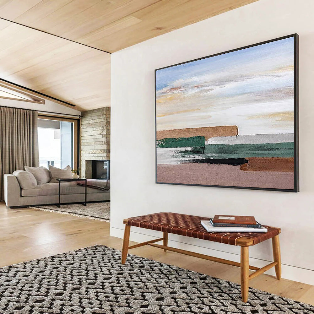 “Pastel Tones Abstract Layers” - Gentle Landscape Painting On Canvas DKH788