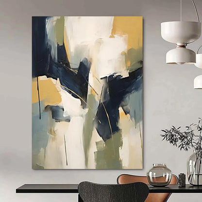 “Blue - Yellow Geometric Abstraction” - Modernist Abstract Painting On Canvas DTP123