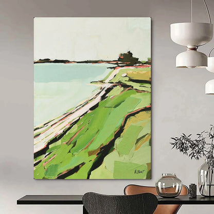“Abstract Coastal Landscape” – Modern Impressionistic Oil Painting On Canvas CT2147