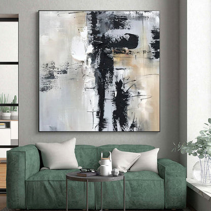 “Black - White - Gray Textured Chaos” ，Abstract Acrylic Painting CT0808