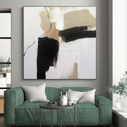 “Black - Beige - White Minimalist Abstraction” ，Abstract Acrylic Painting CT0798