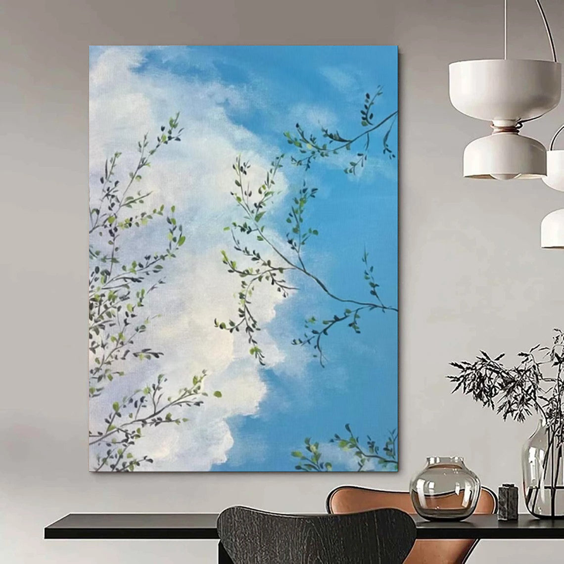 “Branches Against Blue Sky” - Impressionistic Sky Painting CT1986