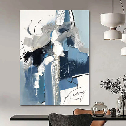“Dynamic Blue Abstract Strokes” – Expressive Abstract Acrylic CT2082