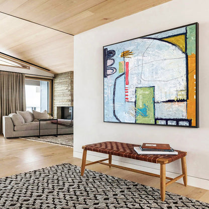 “Teal - Orange Abstract Streetscape” Abstract Oil Painting On Canvas DKH542