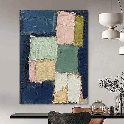 “Pastel Geometric Blocks” - Minimalist Color Field Painting On Canvas DTP013