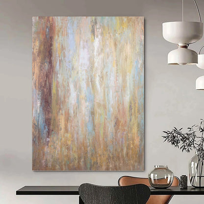 “Warm - Toned Abstract Layers” - Beige, Brown & Blue Textured Painting On Canvas DKH0946