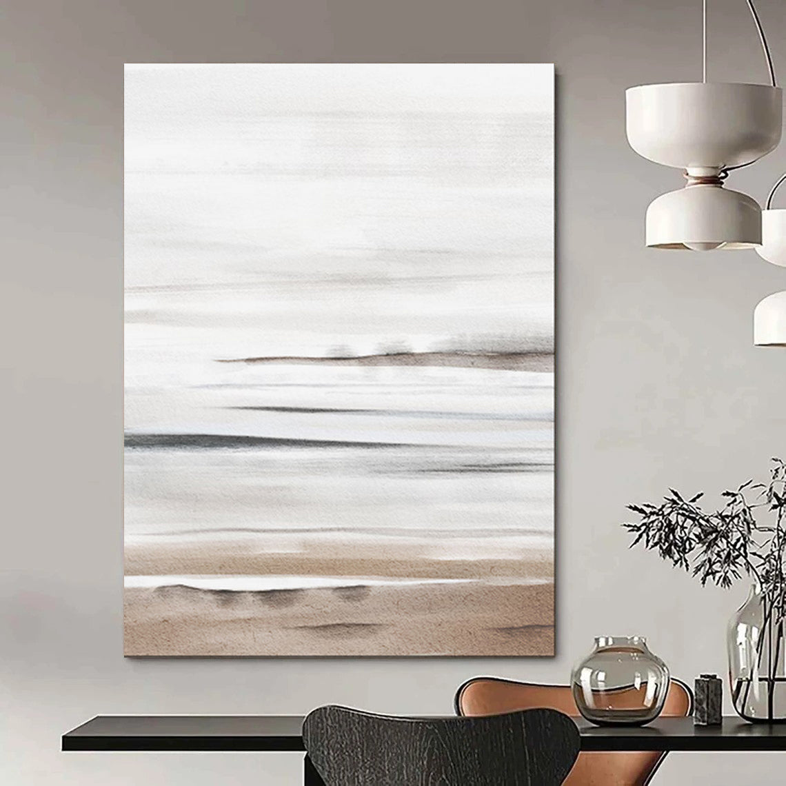 “Neutral Beach Layers” – Abstract Watercolor Seaside Scene CT2064